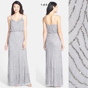 New Adrianna Papell beaded blouson Art Deco gown 8